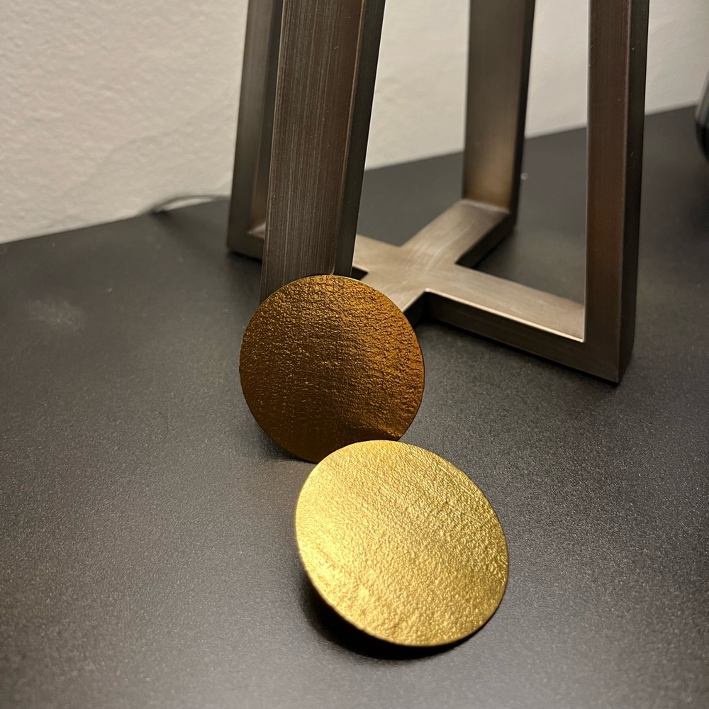 Gold Antique finish disc earrings